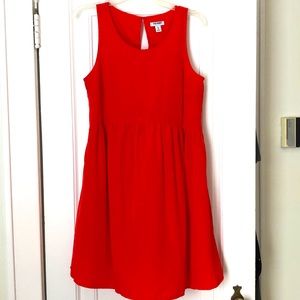 Coral colored silky lined baby doll dress